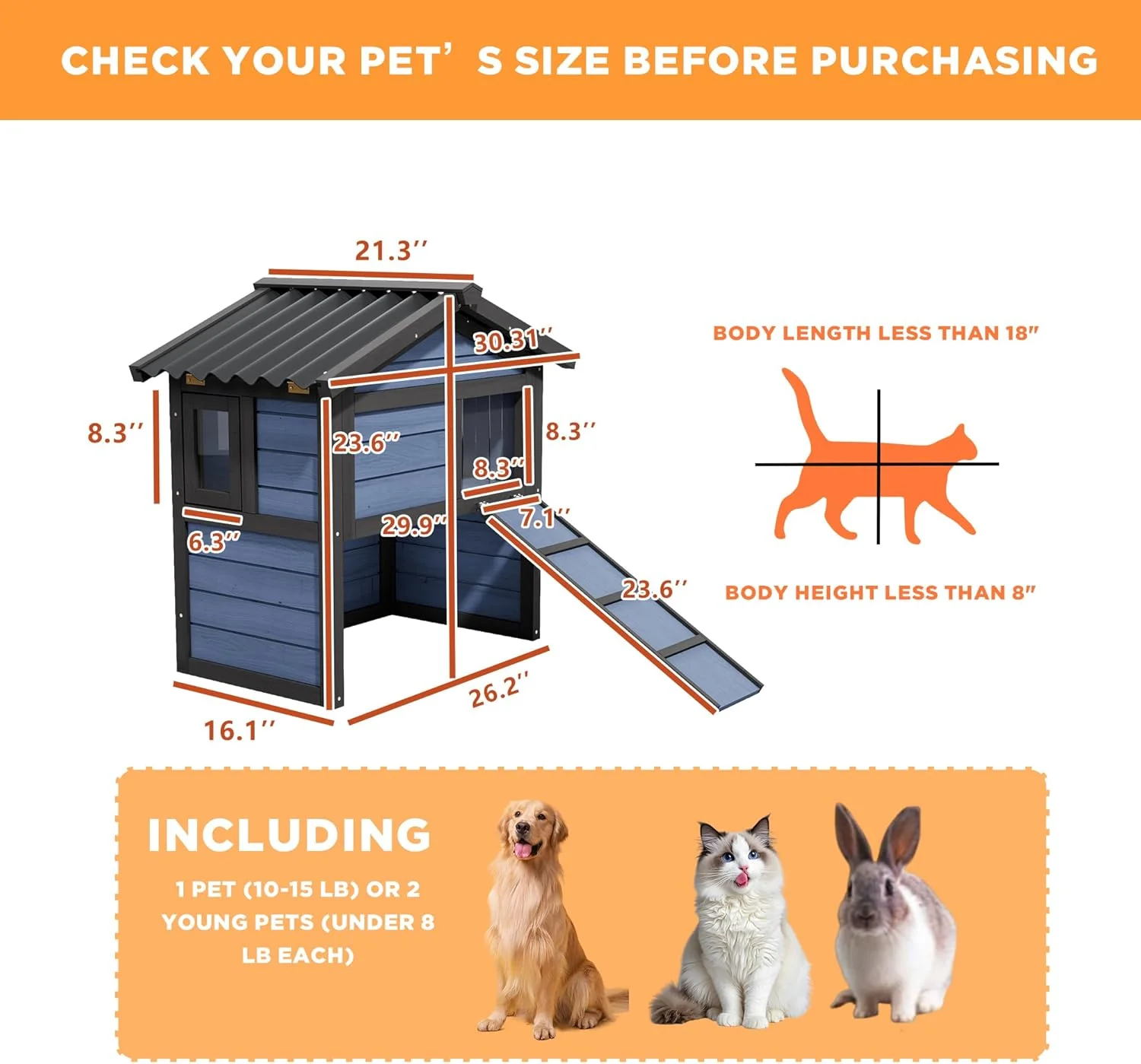 Cat House with Insulated Weatherproof Feral Cat Shelter for Winter, Elevated Wood Small Animal Insulated Condos - Image 6