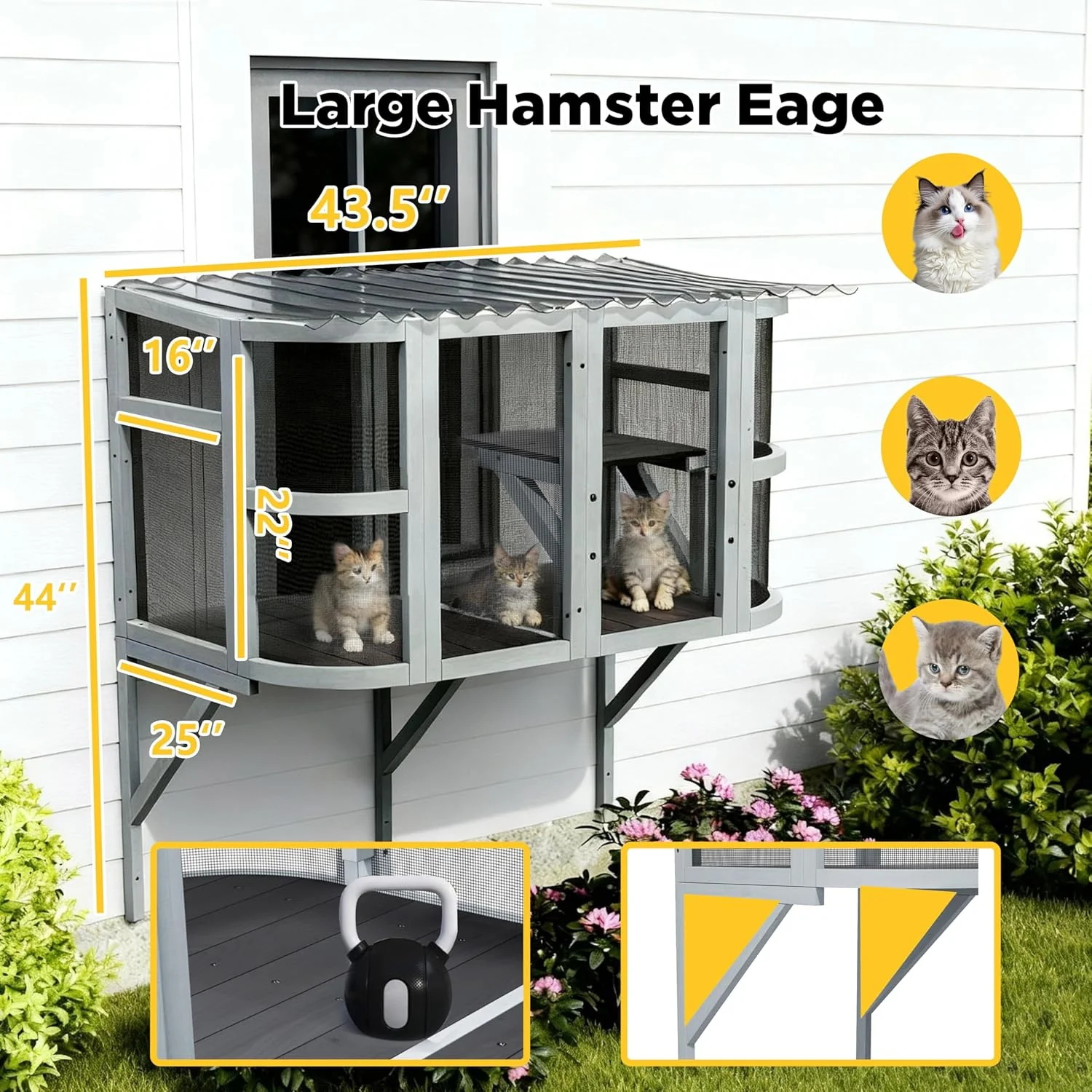 Cat Window Box, Wooden Window Perch for Indoor Cats, Expandable Window Box Enclosure, Comfortable Small Pet Perch House for Multi Kittens - Image 2