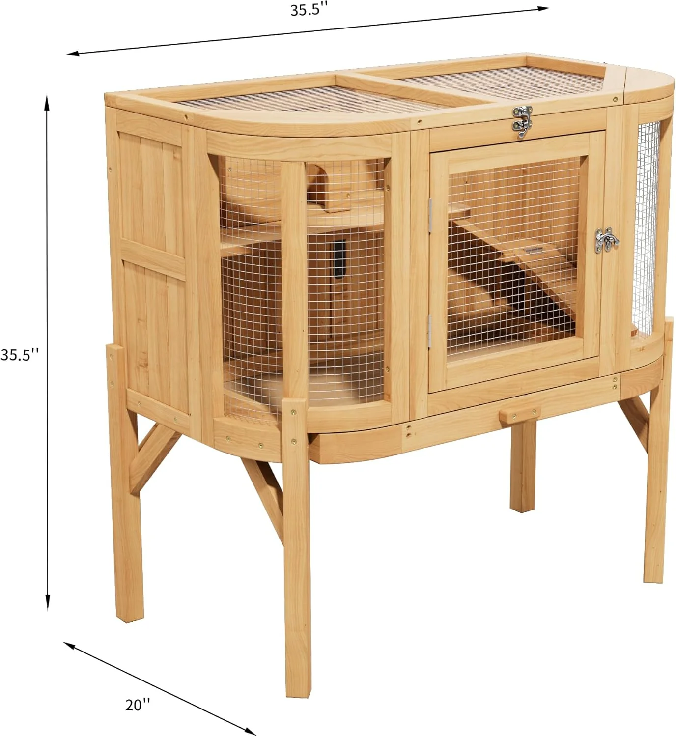 Hamster Cage with 4 Detachable Elevated Leg Stands, Guinea Pig Cages Chew Proof, Openable Mesh Top Small Animal Habitat for Hedgehog, Wooden Hamster House and Habitats with Pull-Out Cleaning Tray - Image 2
