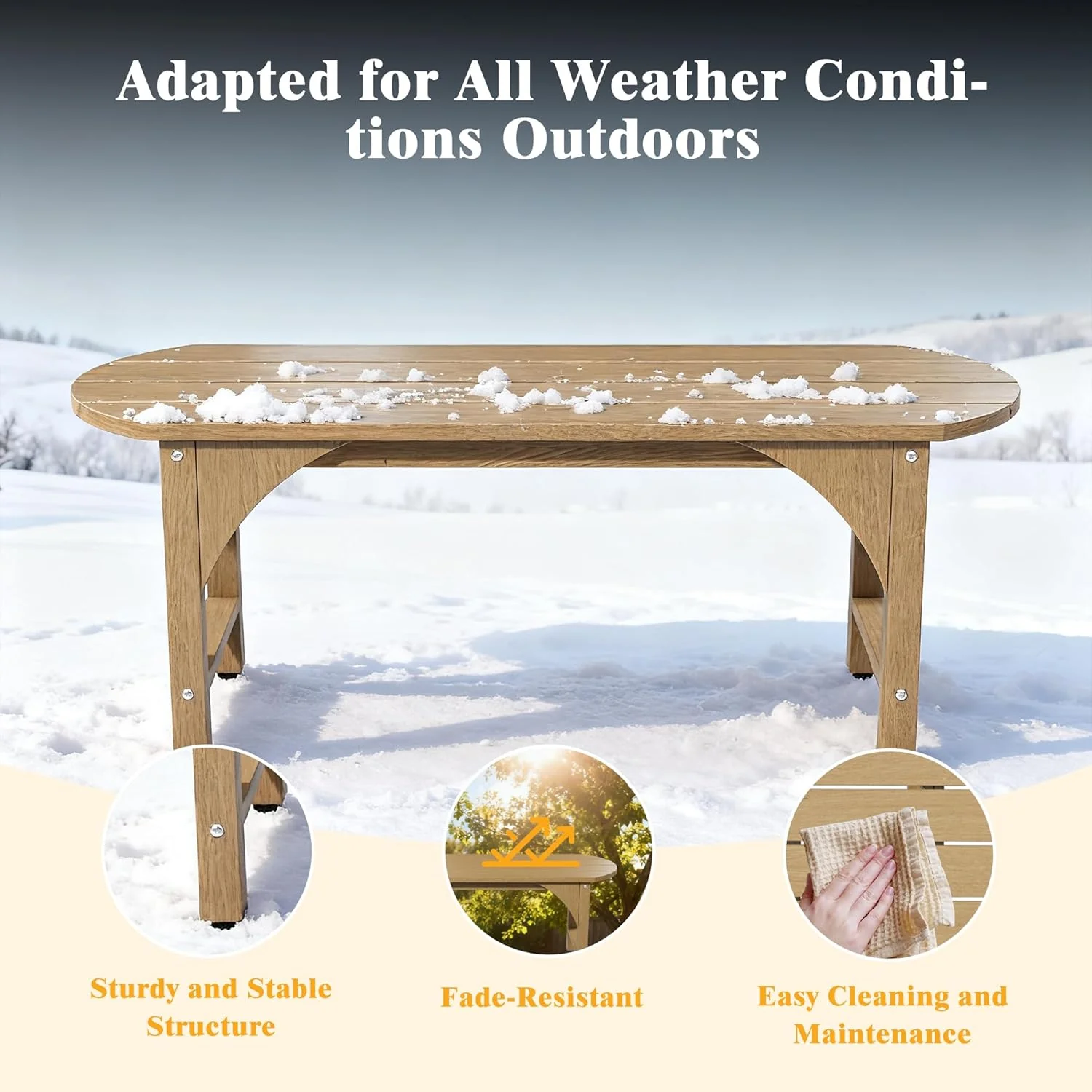 HIPS Patio Garden Bench Furniture,Shower Chair,All Weather Used 2-Person Park Bench with Wood Grains for Lawn，Porch, Garden,Backyard，Entryway,Outside，Easy Assembly (Wood) - Image 4