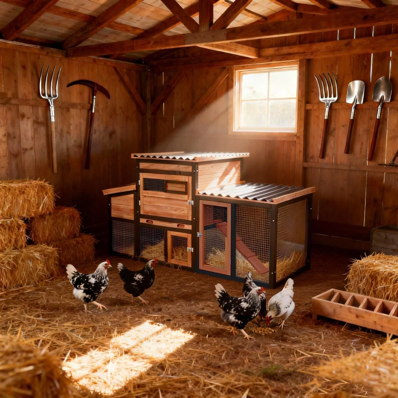 Outdoor Hen House Wooden Rabbit Hutch - Chicken Coop Run and Hutch for Backyard - Image 2