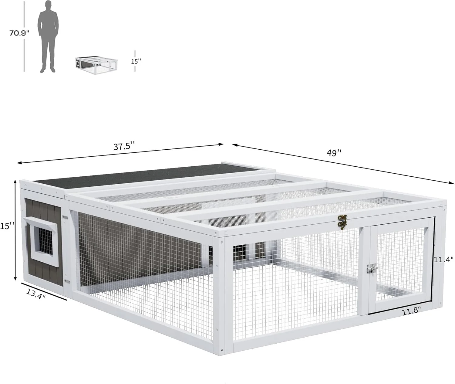 Rabbit Hutch Indoor & Outdoor 49" L Bunny Cage with Openable Foldable Top Extensible Guinea Pig House Pet Playpen for Small to Medium Animals - Image 3