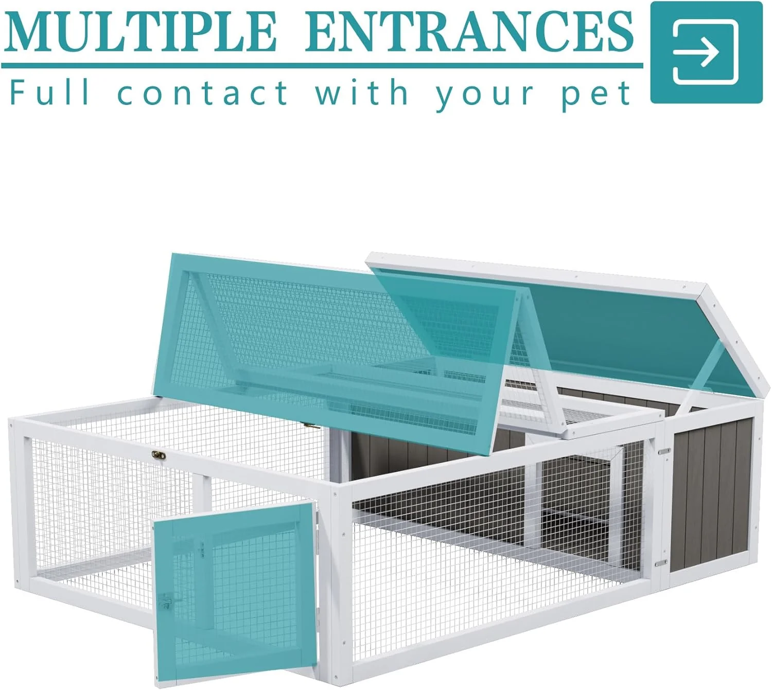 Rabbit Hutch Indoor & Outdoor 49" L Bunny Cage with Openable Foldable Top Extensible Guinea Pig House Pet Playpen for Small to Medium Animals - Image 4