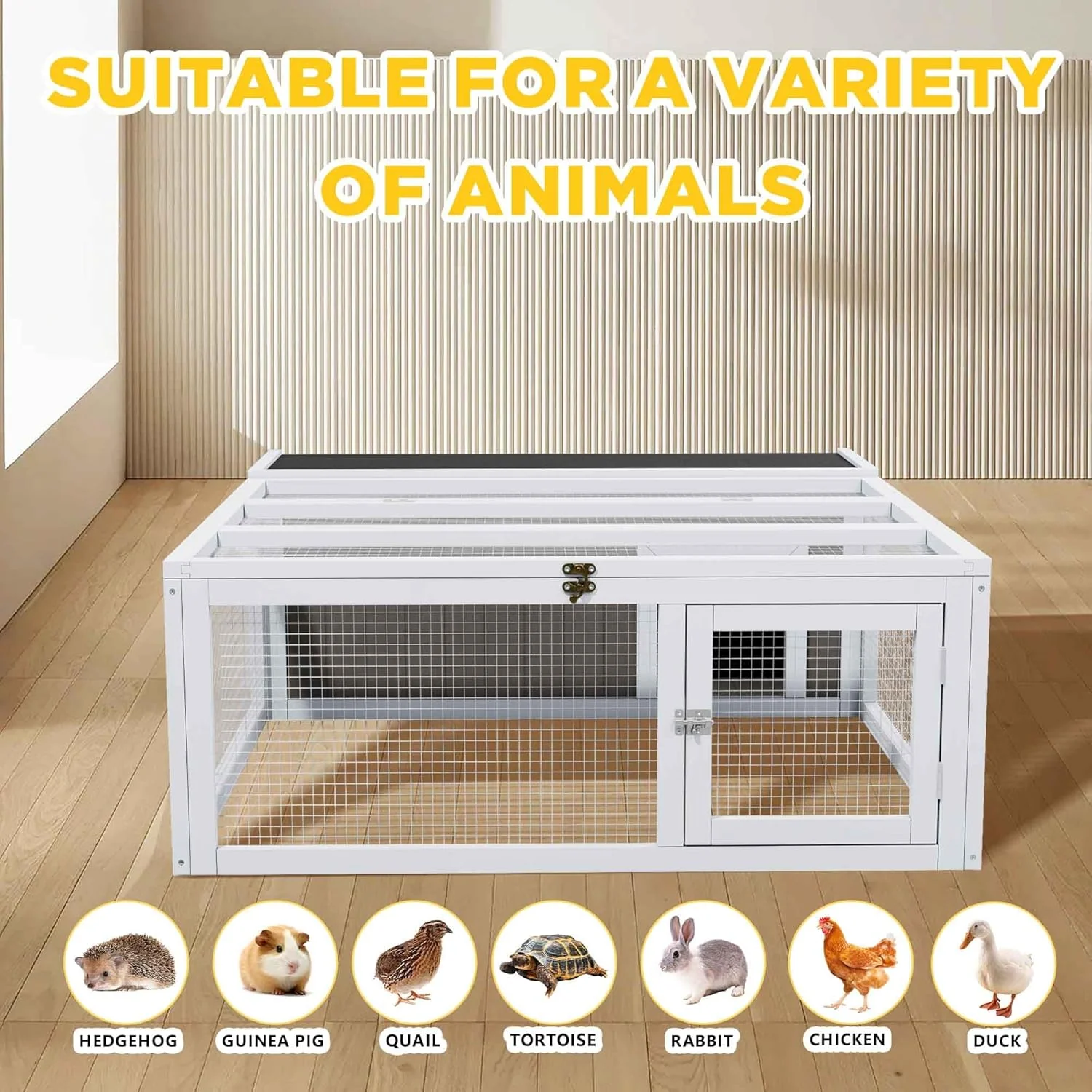 Rabbit Hutch Indoor & Outdoor 49" L Bunny Cage with Openable Foldable Top Extensible Guinea Pig House Pet Playpen for Small to Medium Animals - Image 8