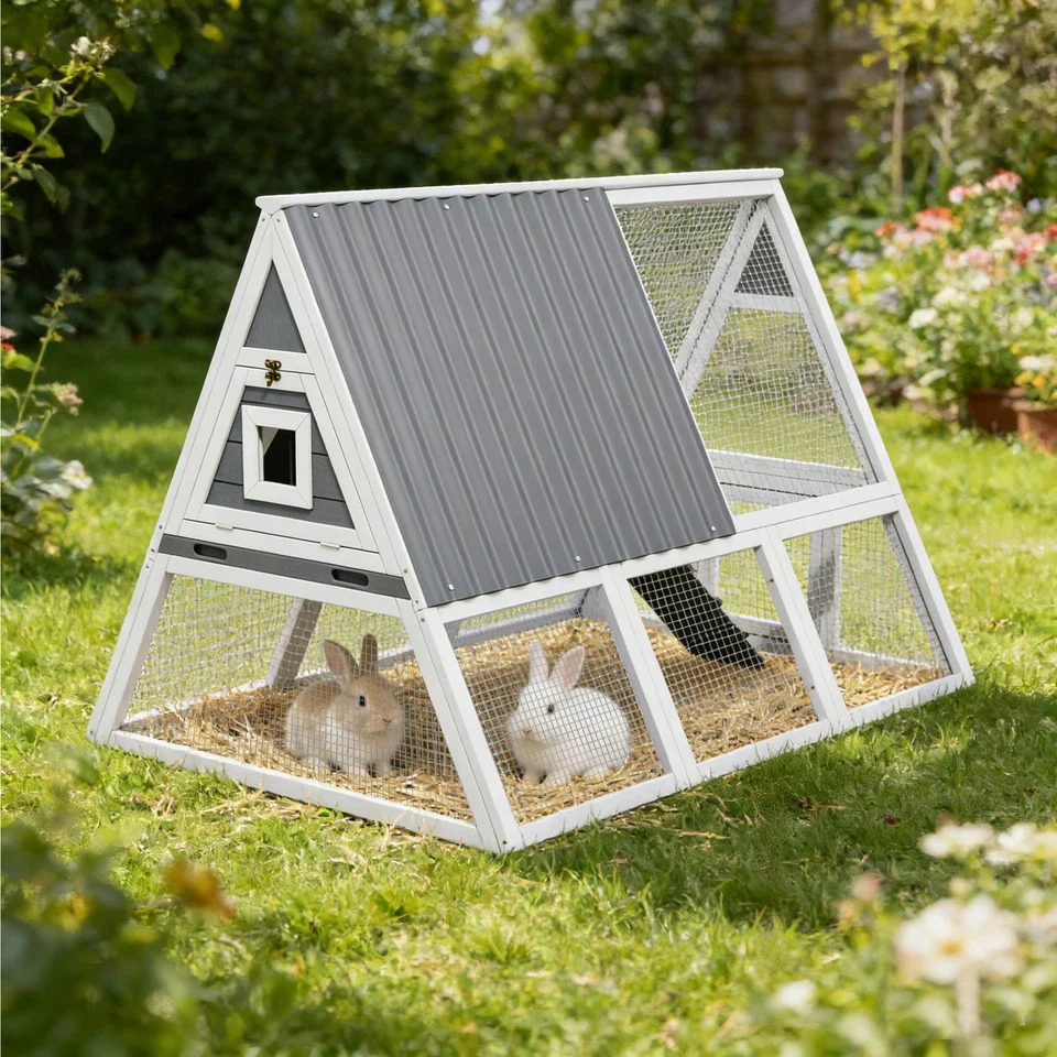 Wooden Rabbit Hutch and Chicken Coop - Durable Outdoor Indoor Animal Cage - Image 2